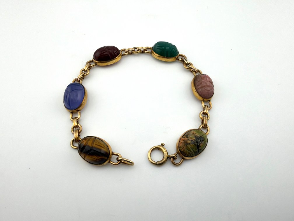 Vintage gold filled scarab bracelet