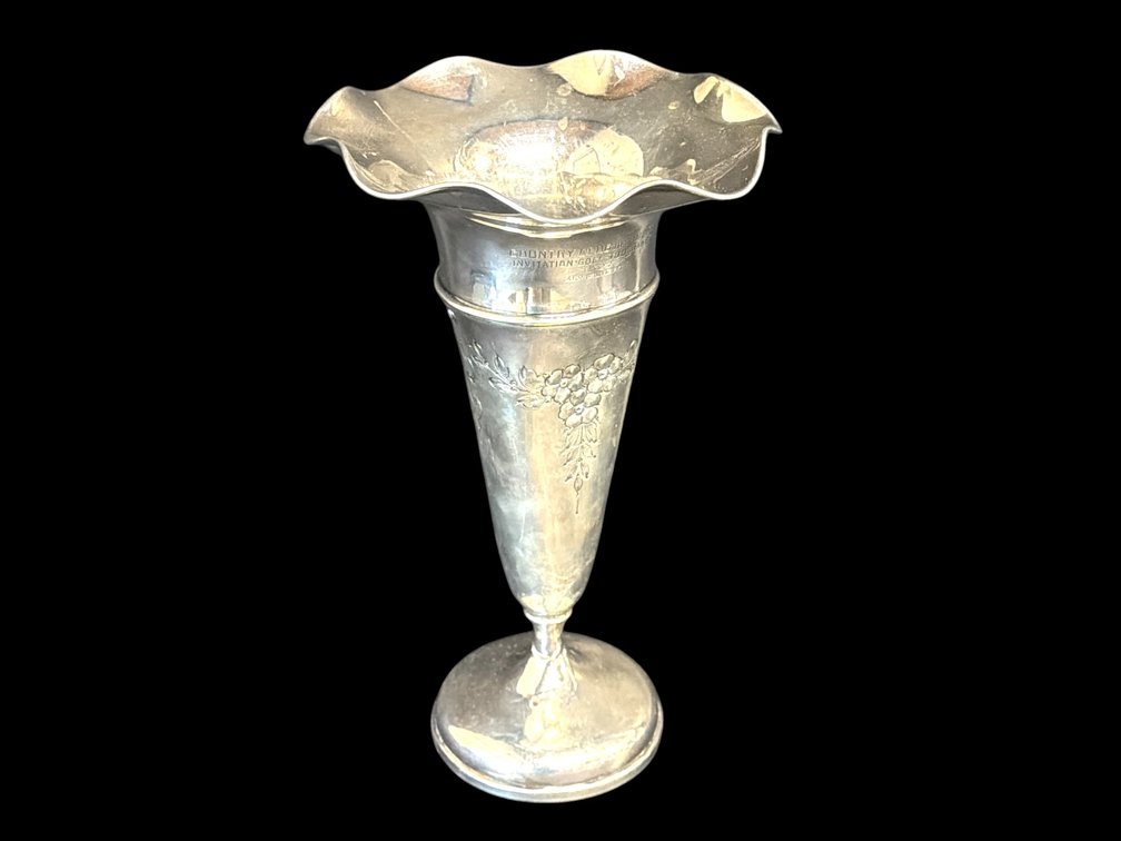 Sterling silver weight 1927 flower vase from Mobile, AL Country Club