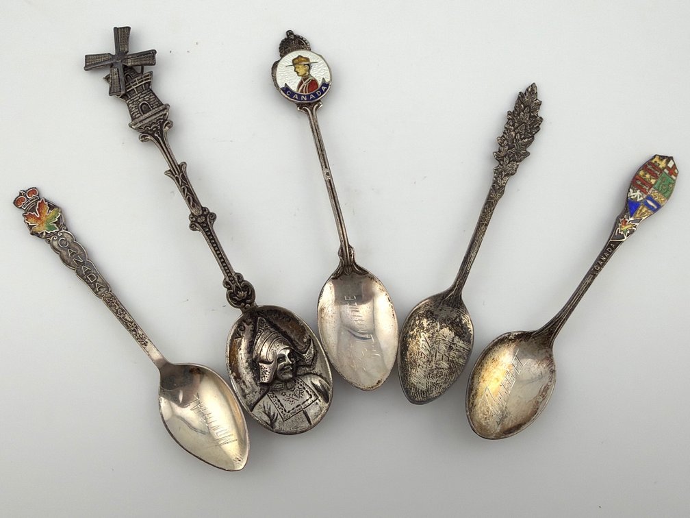 Sterling and Continental silver souvenir spoons