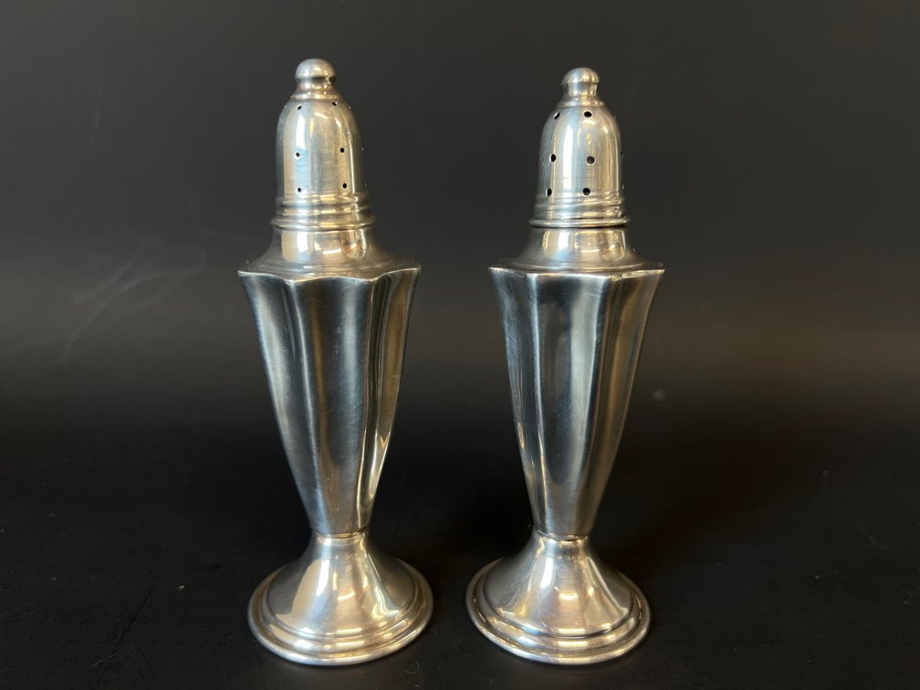 Pair of sterling silver salt and pepper shakers (not weighted)