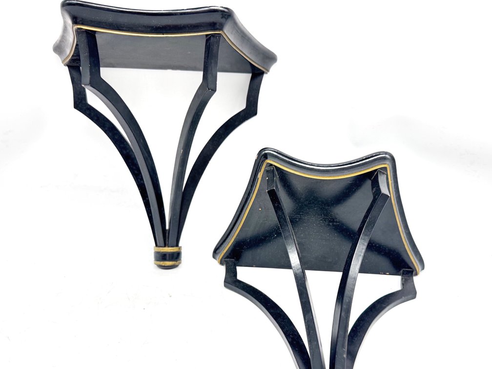 Pair of Chelsea House black lacquered wall brackets