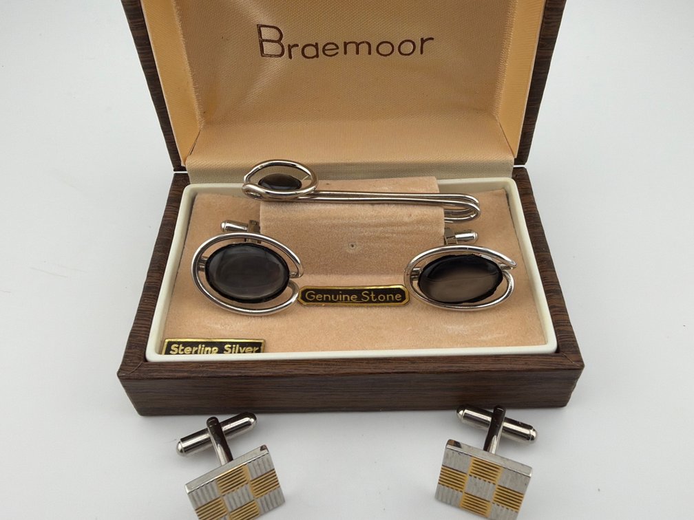 Assorted sterling men's tie and cuff links