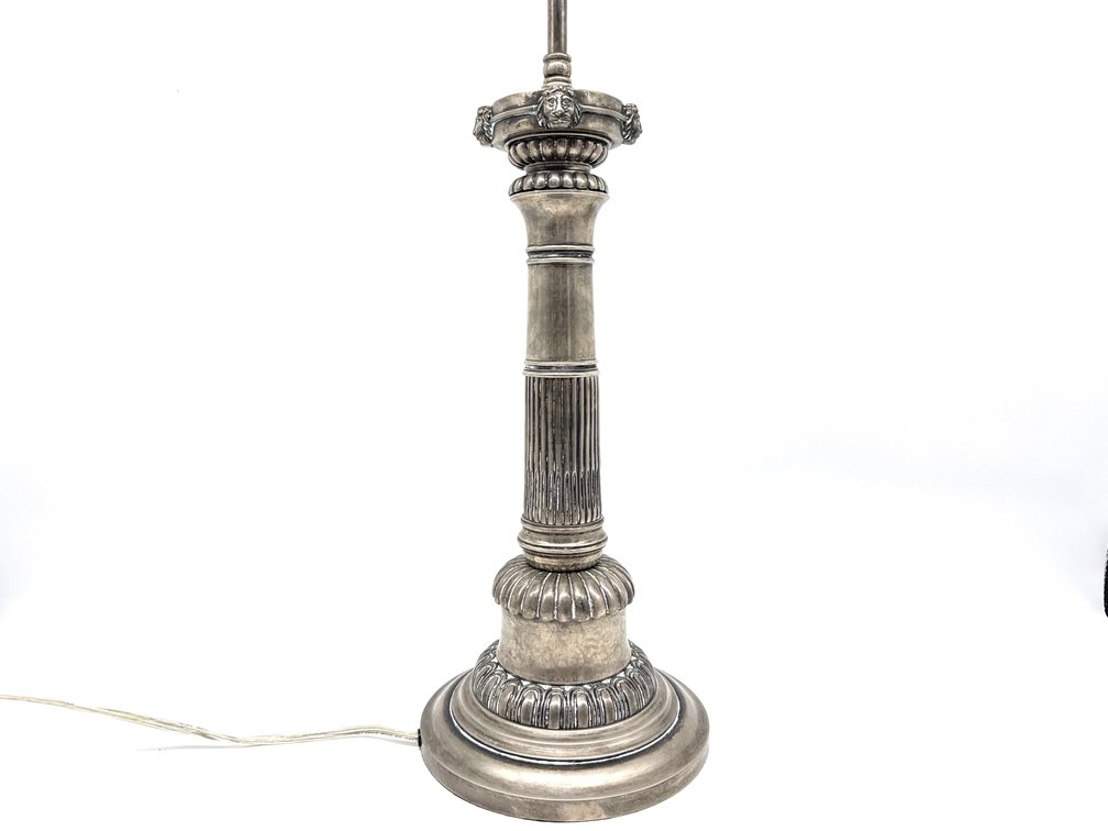 Antique silver plated Classical table lamp with bell shade