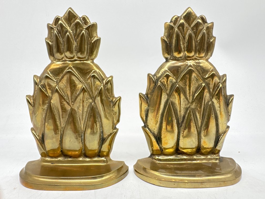 Pair of brass pineapple bookends