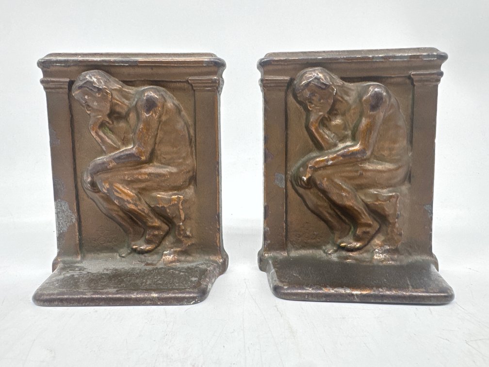 Cast iron bookends "The Thinker"