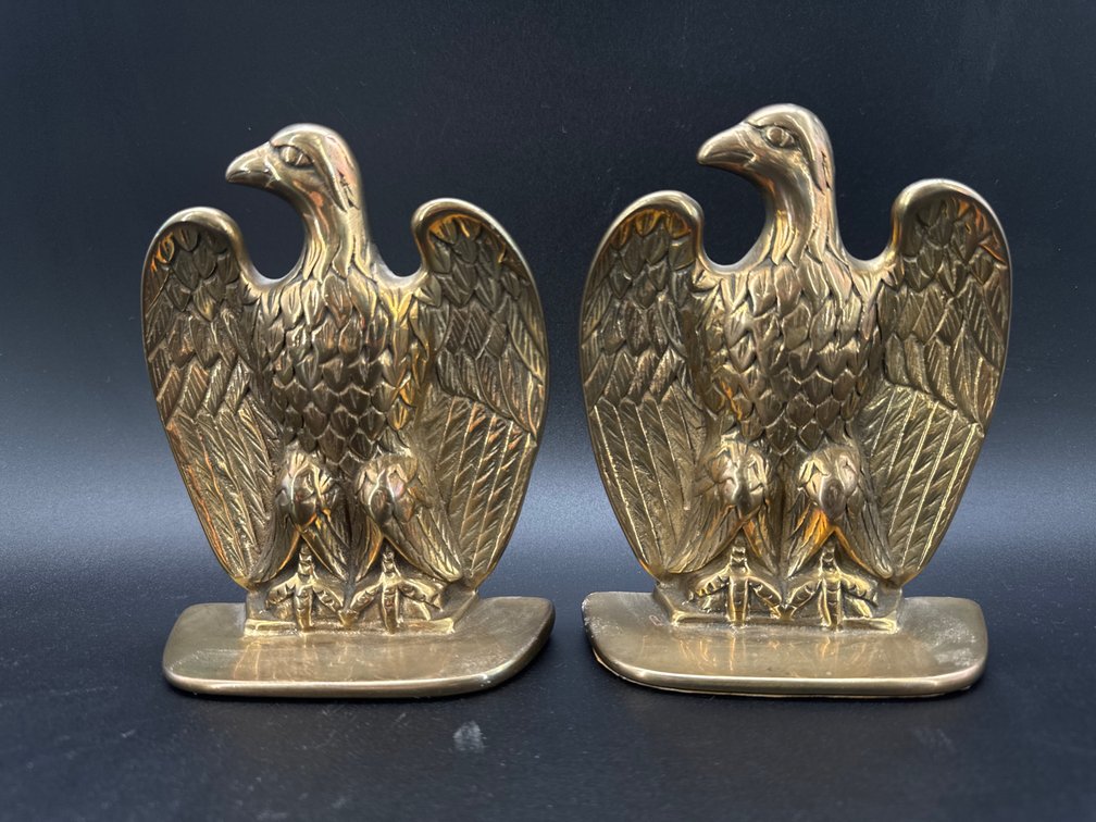 Pair of brass eagle bookends