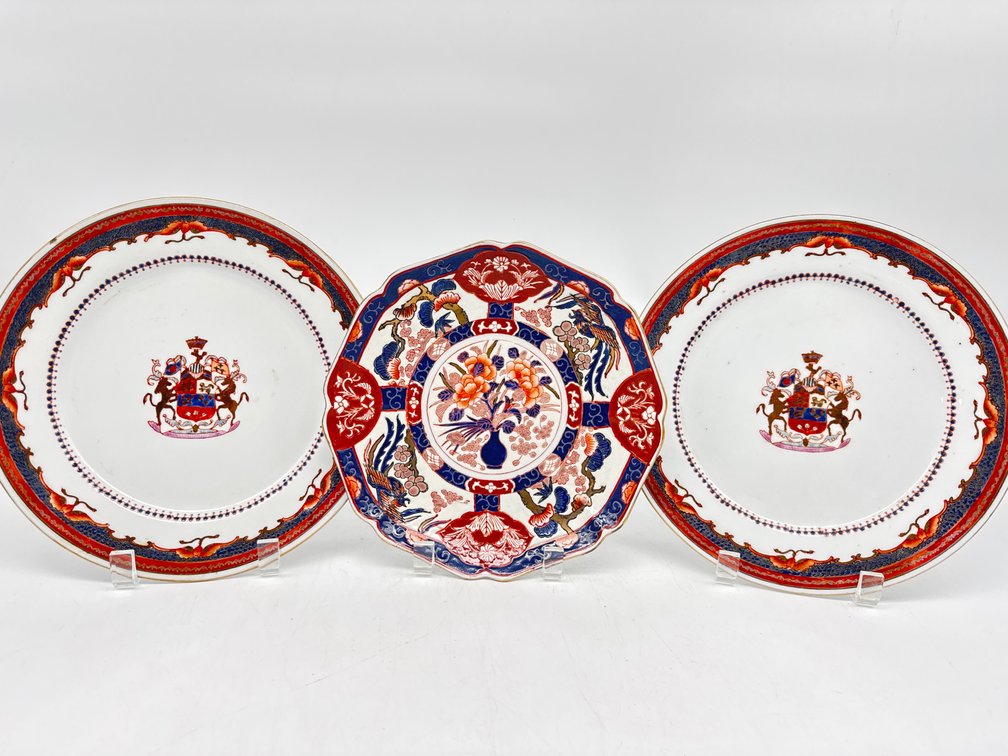 Imari style plate, armorial plates