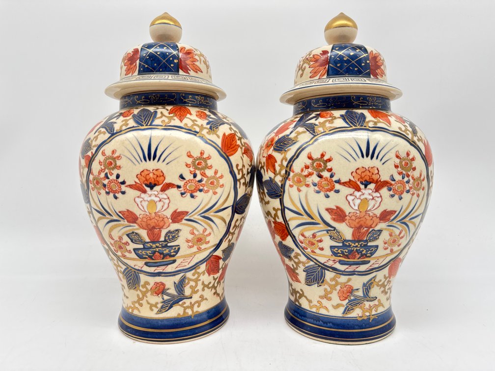 Pair Imari style vases