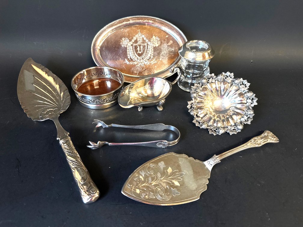 Selection silver plate tableware