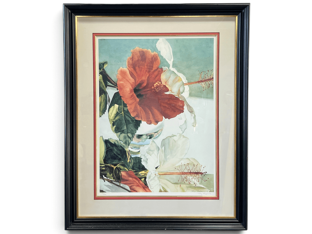 Kay Hoppock (Evanston, IL d. 2002) signed limited edition watercolor print of a red Hibiscus