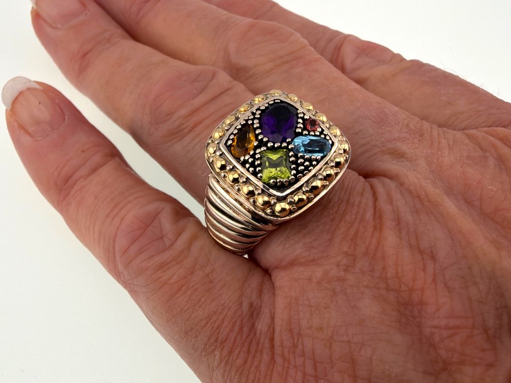Effy 18kt, sterling multi gem ring