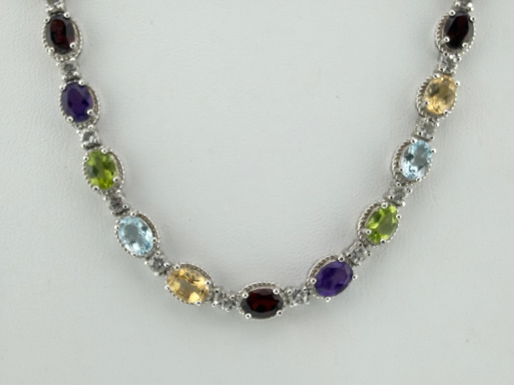 Sterling multi gem necklace