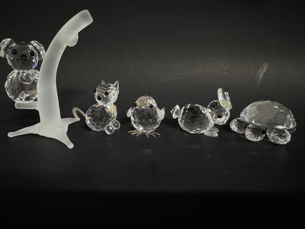 Swarovski crystal paperweight, miniature animals