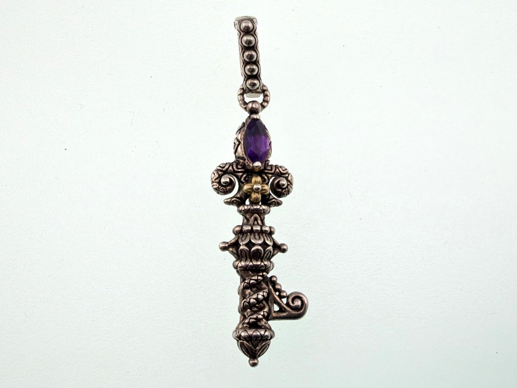 Barbara Bixby 18kt, sterling amethyst key pendant