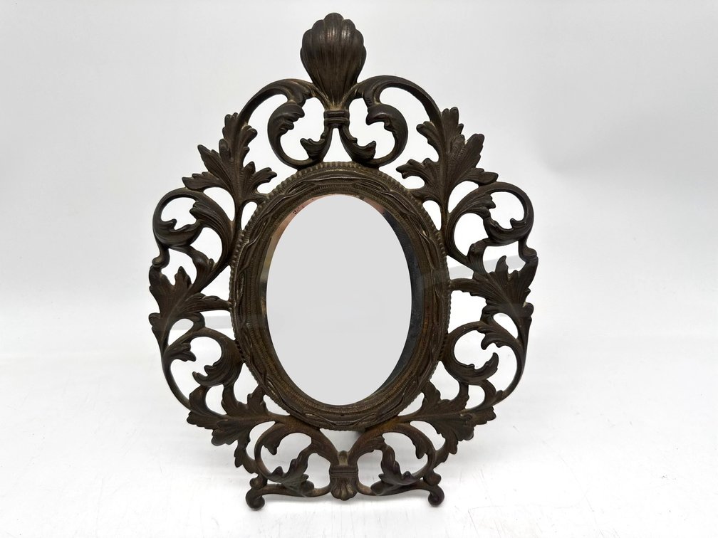Victorian brass easel style table top mirror