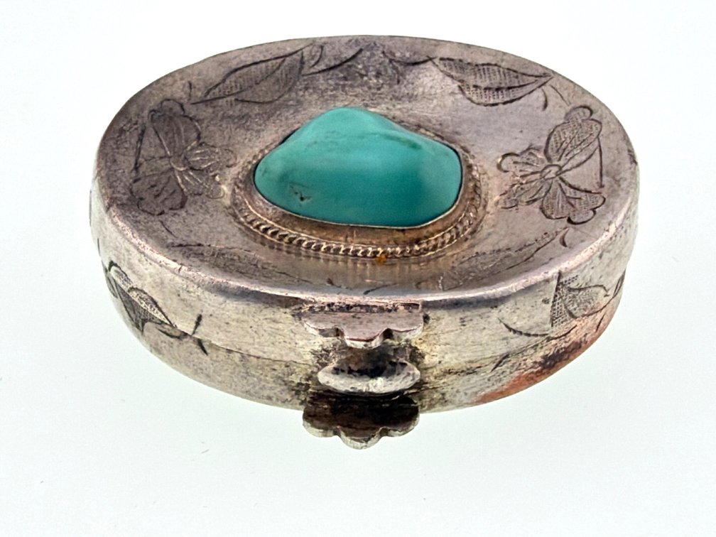 Silver on copper pill box