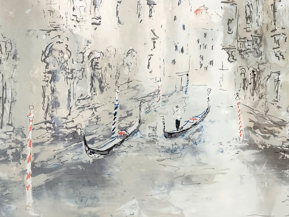 Urbain Huchet "Little Canal in Venice" lithograph