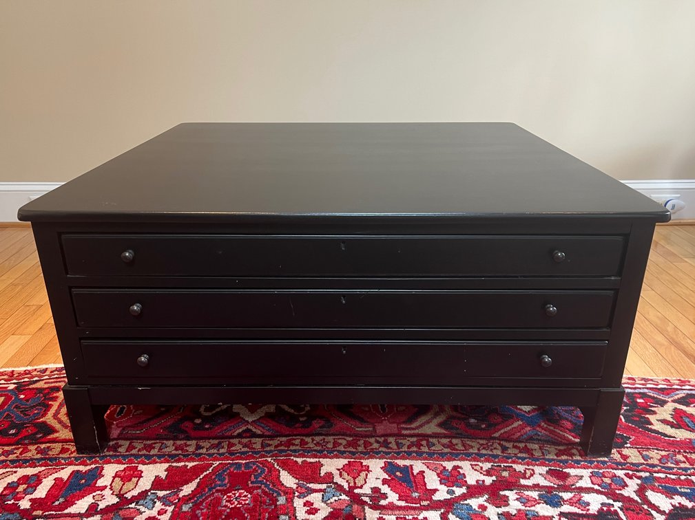 Painted black map style cocktail table FR