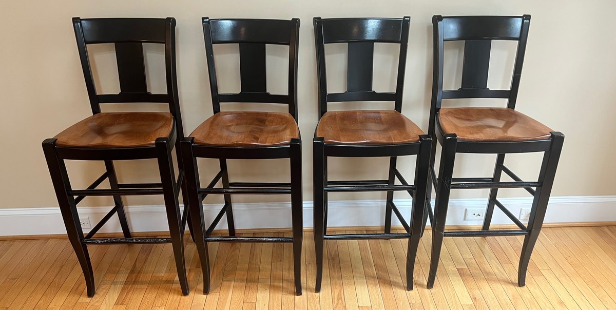 Nichols and Stone set of 4 two toned wood bar height stools K