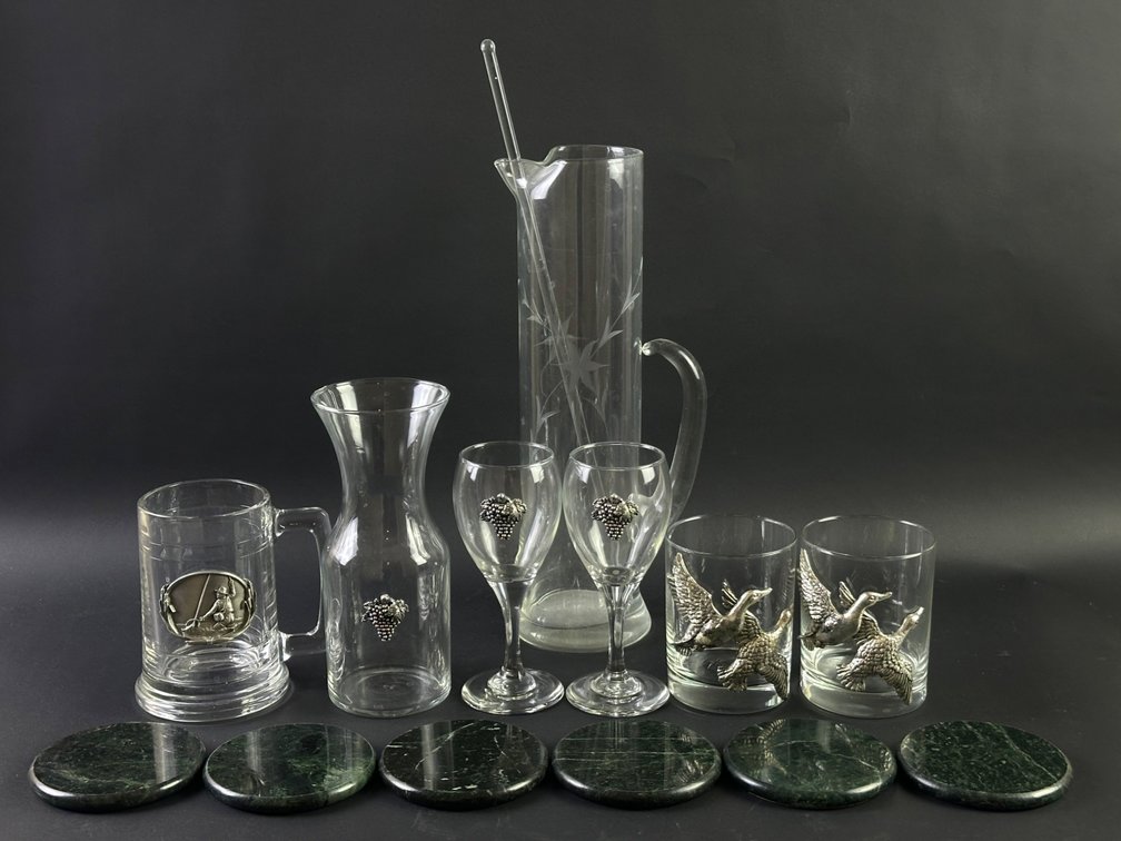 Pewter accent barware lot K