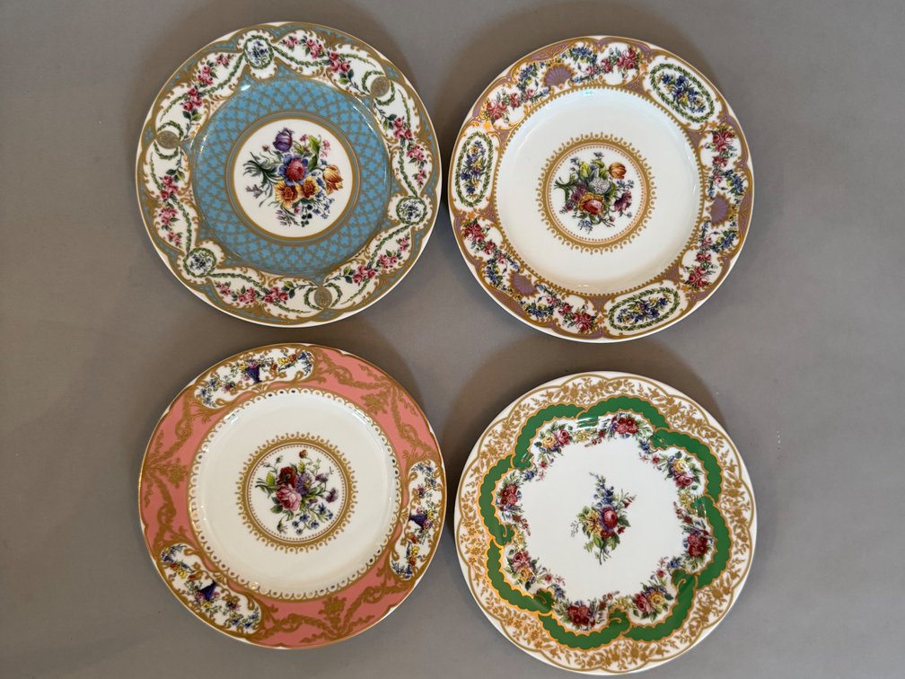 Lot of 15 Andrea by Sadek Sevres inspired porcelain plates FR