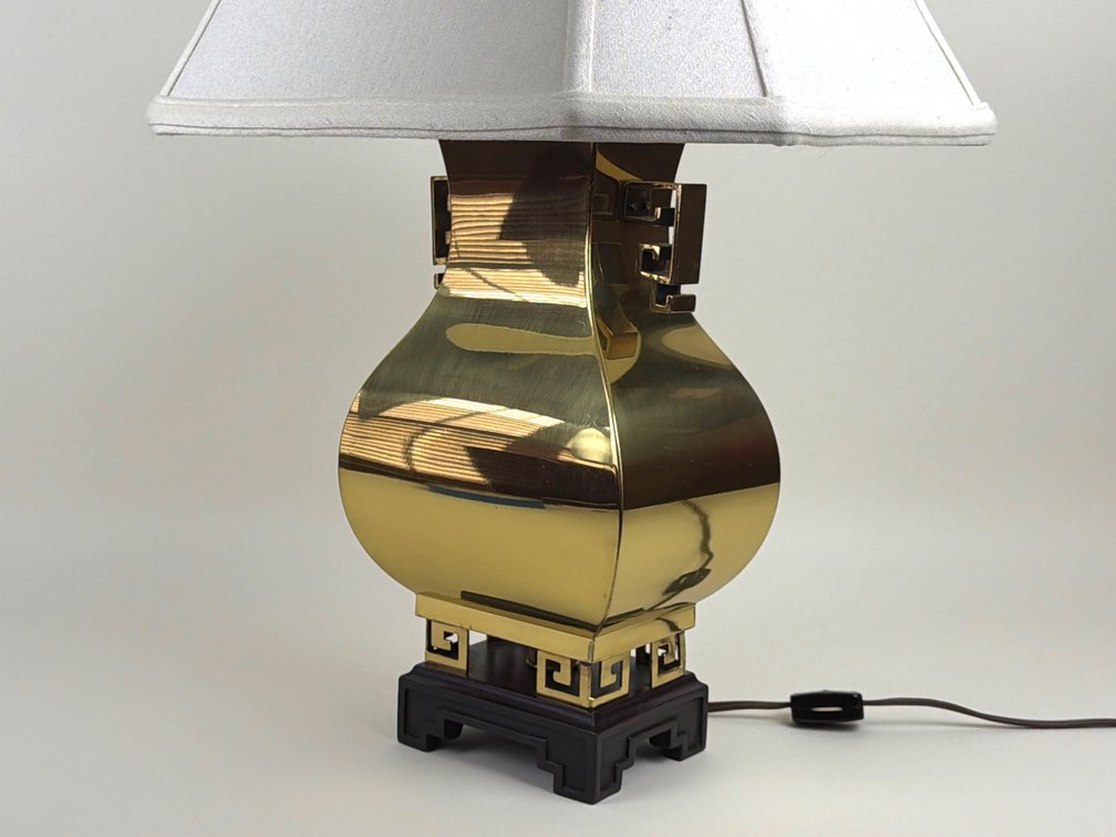 Brass Chinoiserie style lamp; HALL
