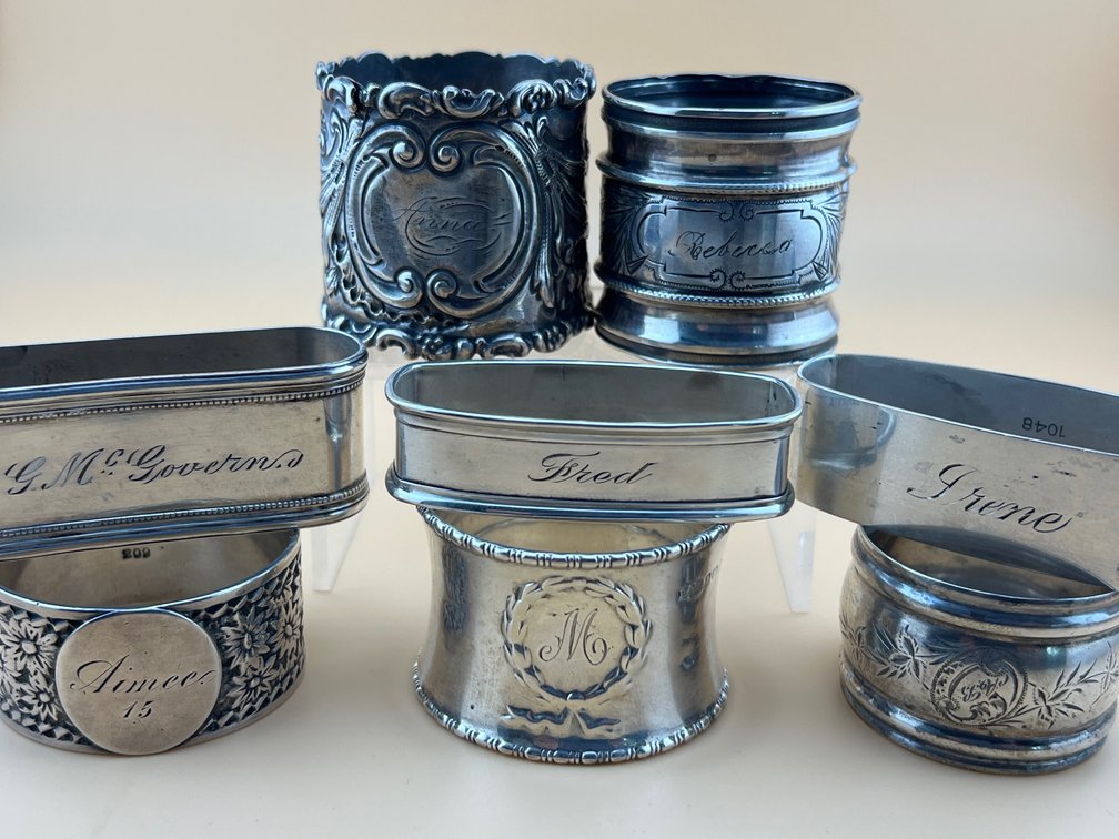 Grouping sterling napkin rings; GR
