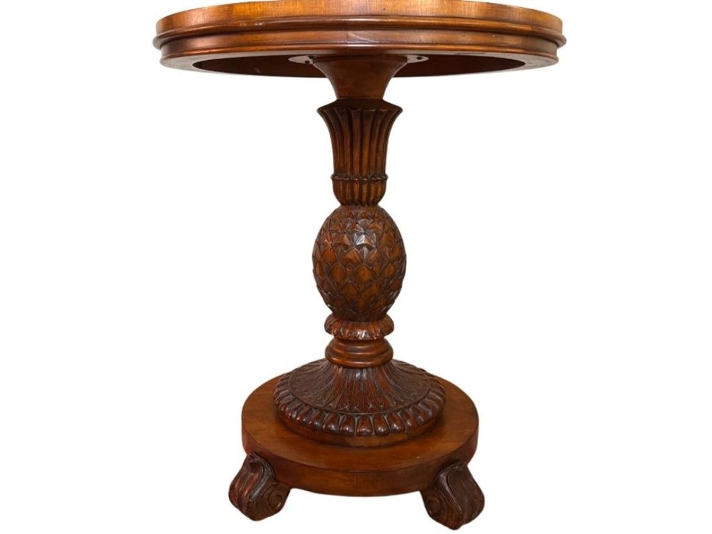 Ethan Allen pineapple pedestal side table; DEN