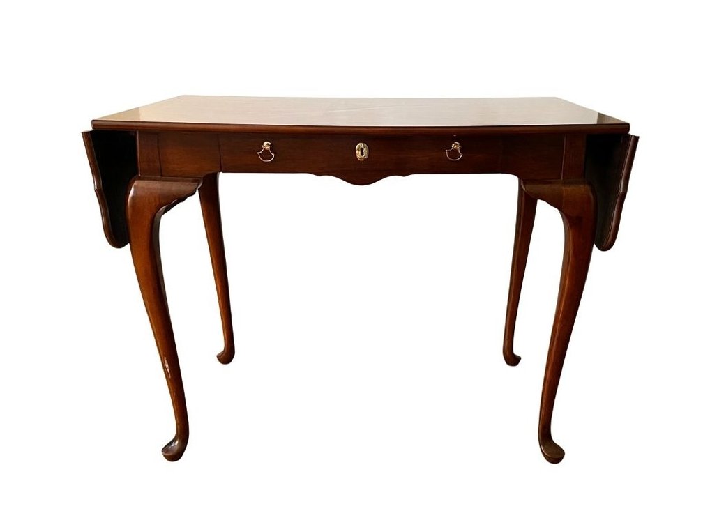 Butler Furniture George III style mahogany drop leaf console table; DEN