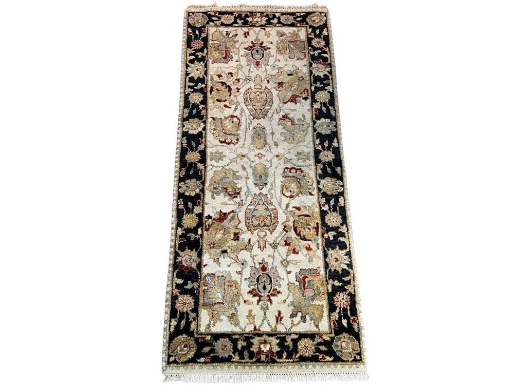 Wool black and ivory runner; HALL