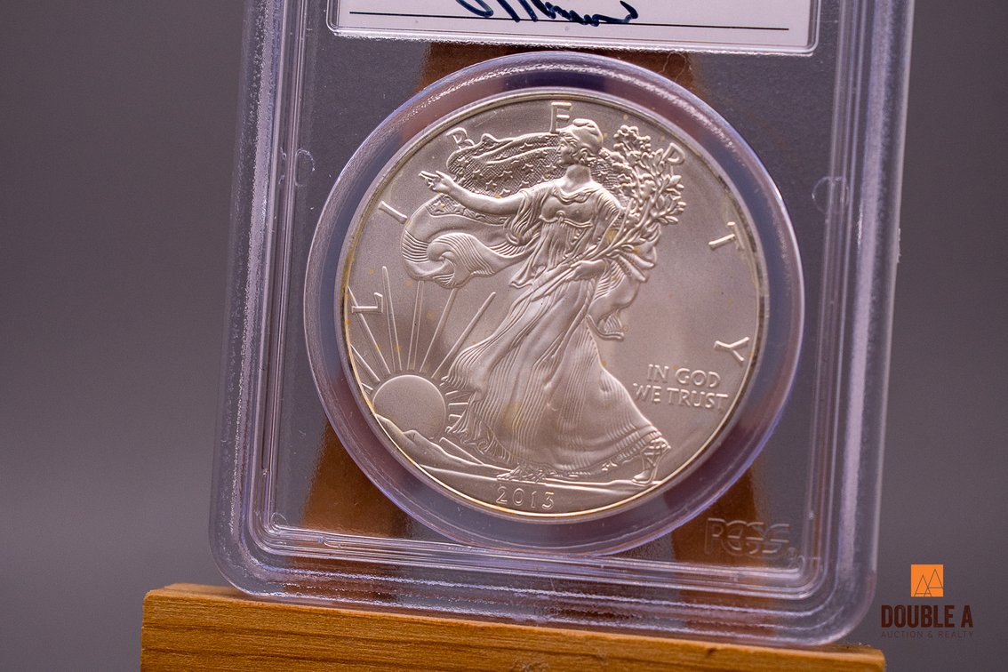 2013 American Silver Eagle – PCGS MS69 First Strike – John Mercanti Signed Label