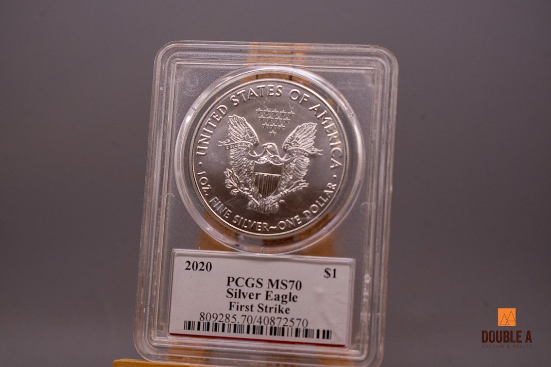 2020 American Silver Eagle $1 – PCGS MS70 First Strike – Happy Holidays Label