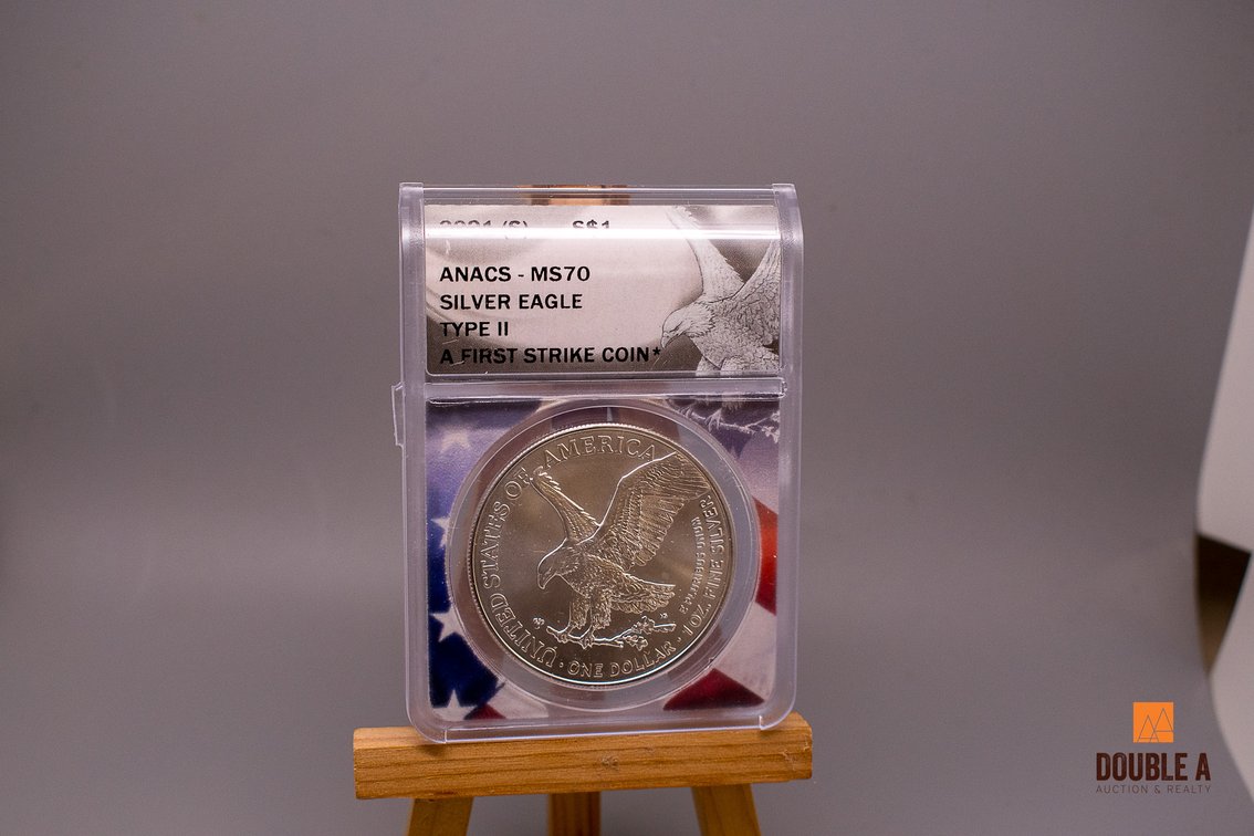 2021-(S) American Silver Eagle Type II $1 ANACS MS70 First Strike