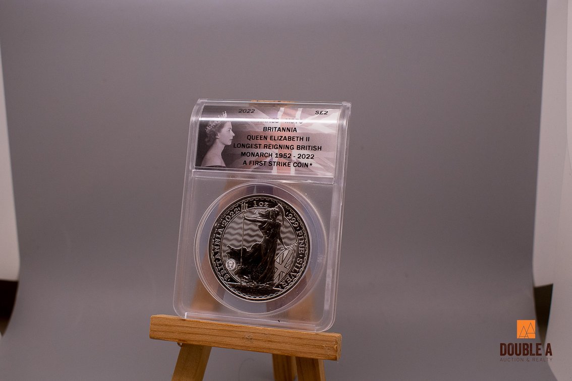 2022 Great Britain £2 Silver Britannia 1 Oz .999 Silver ANACS MS70 First Strike