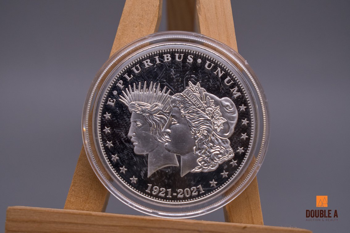 2021 Cook Islands Double Liberty $1 Silver Tribute – Morgan & Peace Centennial – 1/2 Oz .999 Silver