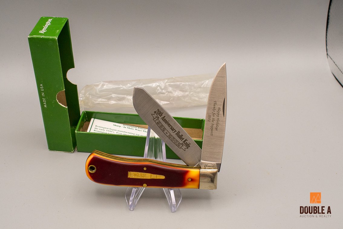 2002 Remington R1123-G 20th Anniversary Bullet Knife "20 YEARS" Trapper w/ Box