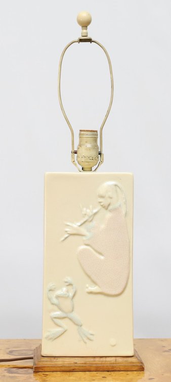 Ceramic Frog and Figural Motif Table Lamp