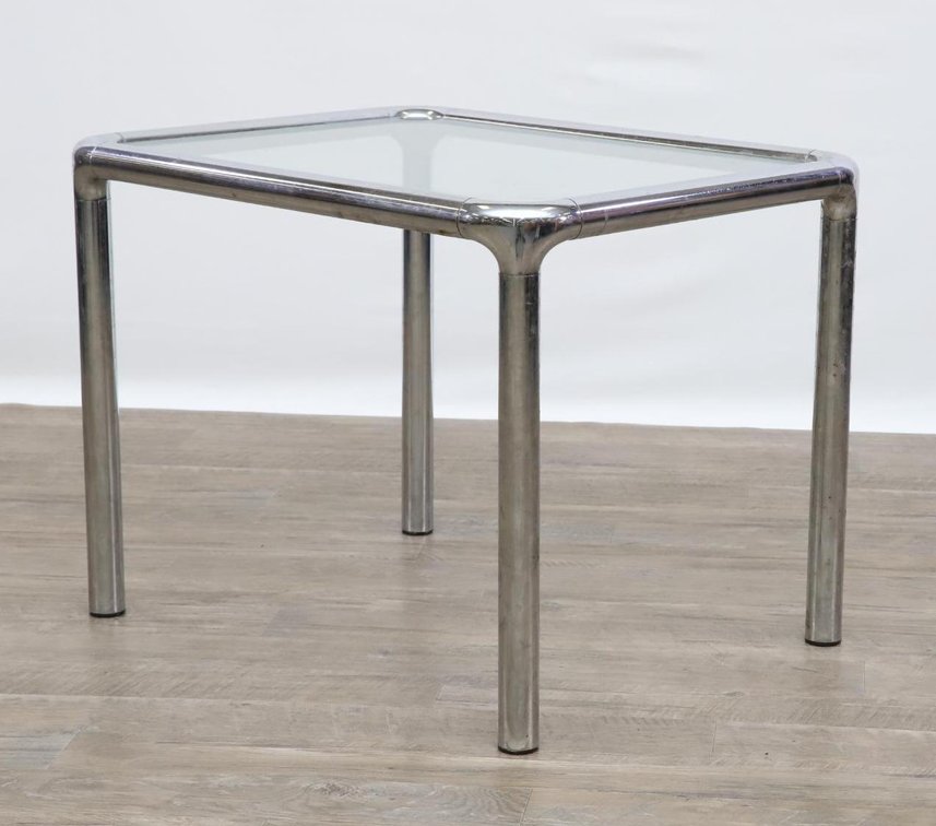 Italian Chrome and Glass End Table 