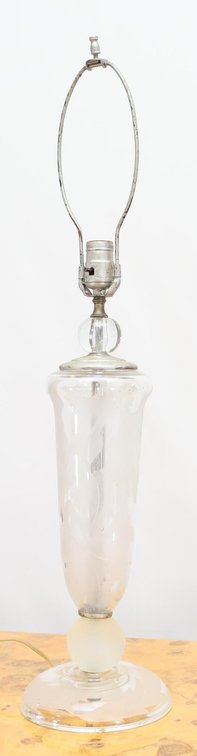 Foliate Etched Glass Table Lamp