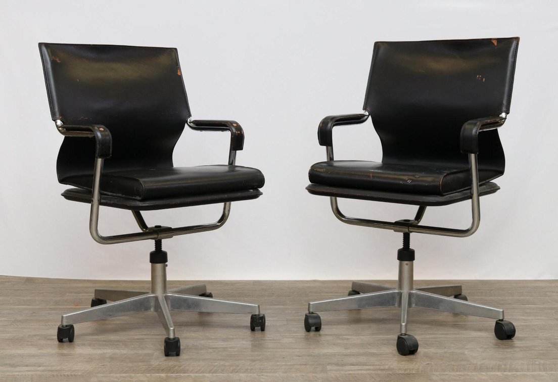 Marcatre Black Leather Desk Chairs