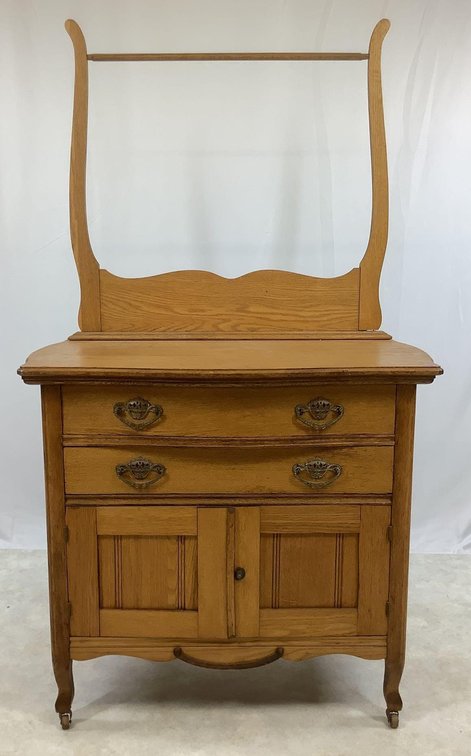 Oak Wash Stand with Towel Rack