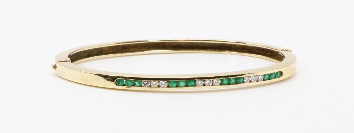 14KY Gold Emerald and Diamond Bracelet