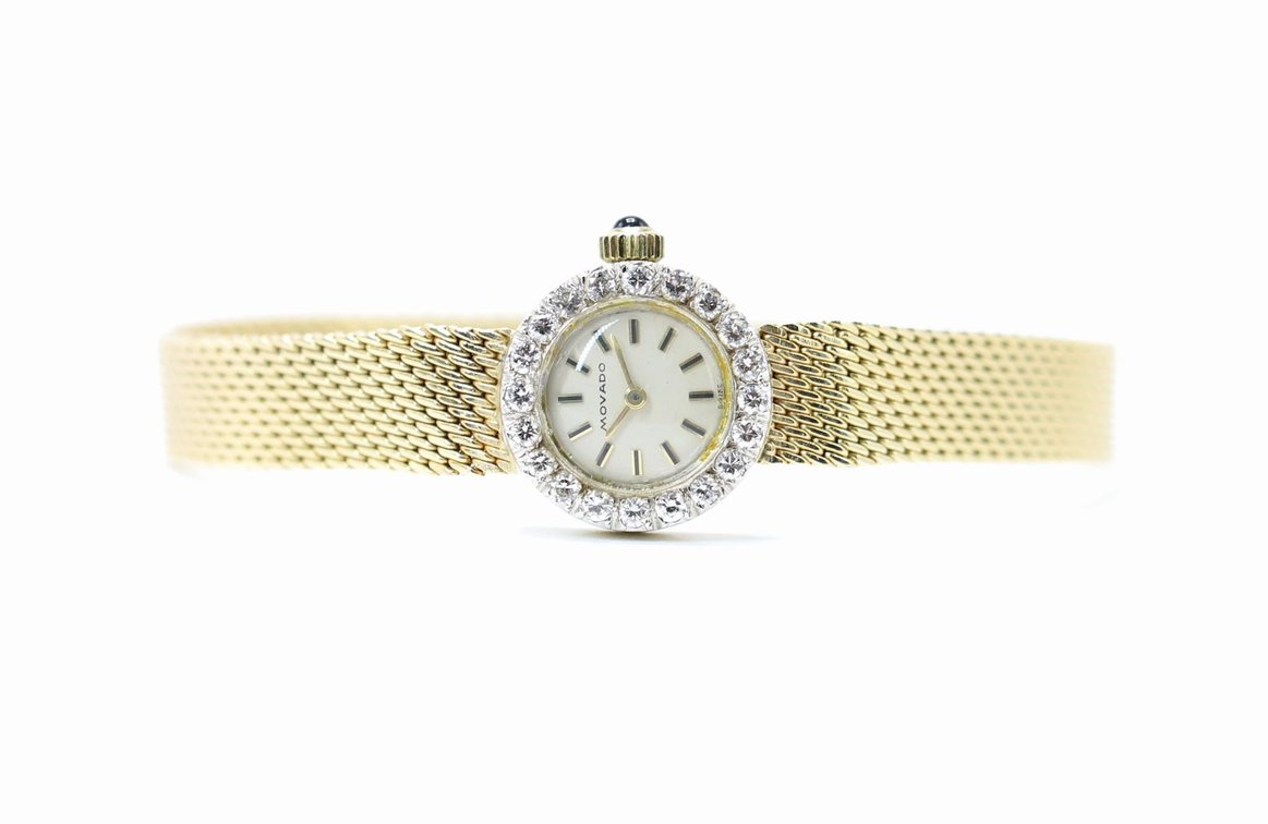 Movado 14KY Gold Diamond Ladies Wrist Watch