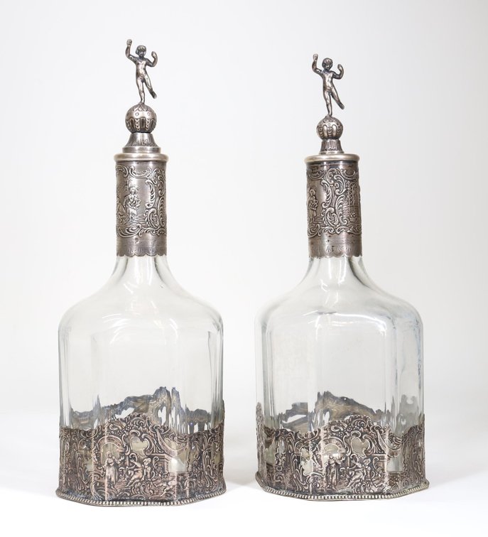 J.D. Schleissner & Sohne Silver Mounted Decanters
