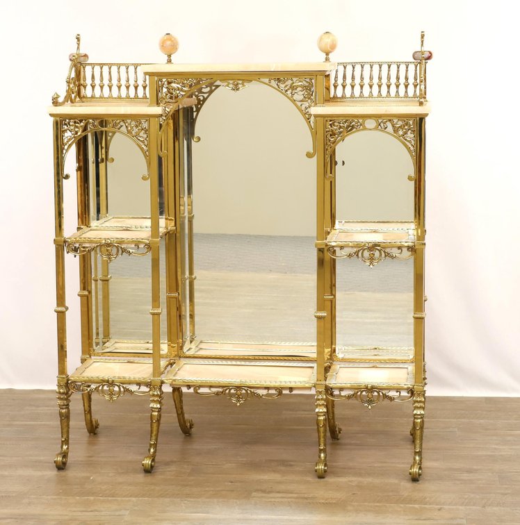Brass and Marble Etagere