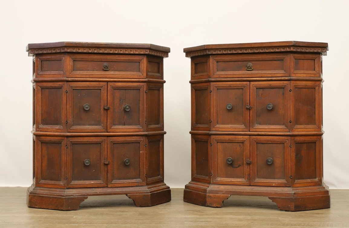 19th c. Continental Walnut Console Cabinets