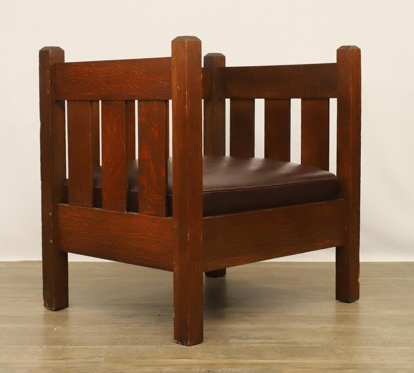 Mission Oak Cube Chair