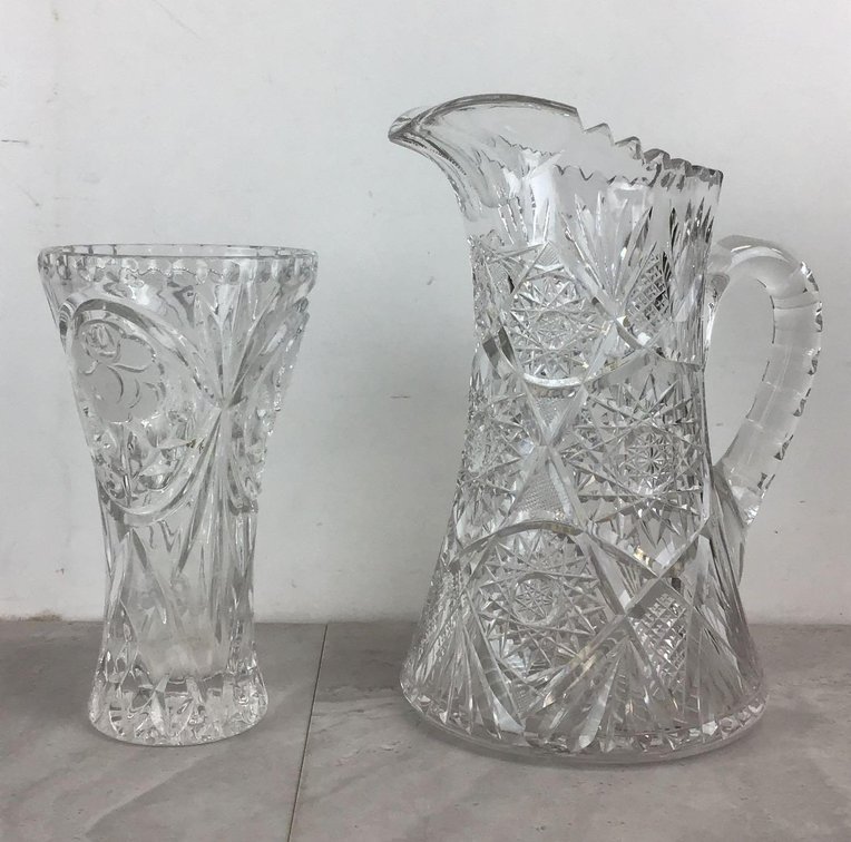 Crystal Vase & Pitcher