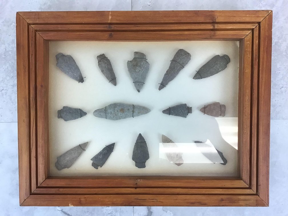 Framed Projectile Point Collection 