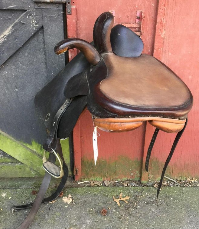 Image for Alderfer Online - Colmar, PA Auction 5-13-19 | Horse Farm Featuring Cotner Horse Trailer, Ford 4500 Backhoe, Antique Horse Buggy, Horse Equipment & Leather Saddles, Wrightsville Dinner Bell, Antique Plow, Baldwin Ice Chest, And Much More!